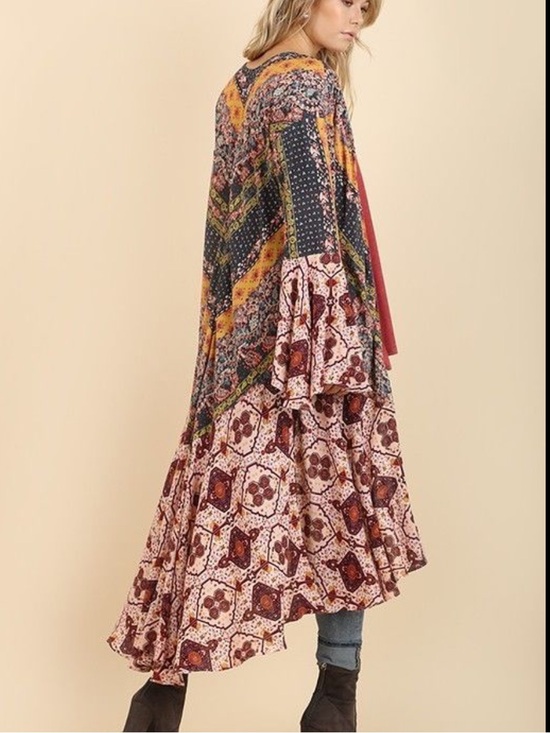 Umgee Other - Like New Maxi Kimono Hi Low long flutter sleeve Duster Robe open top size XL